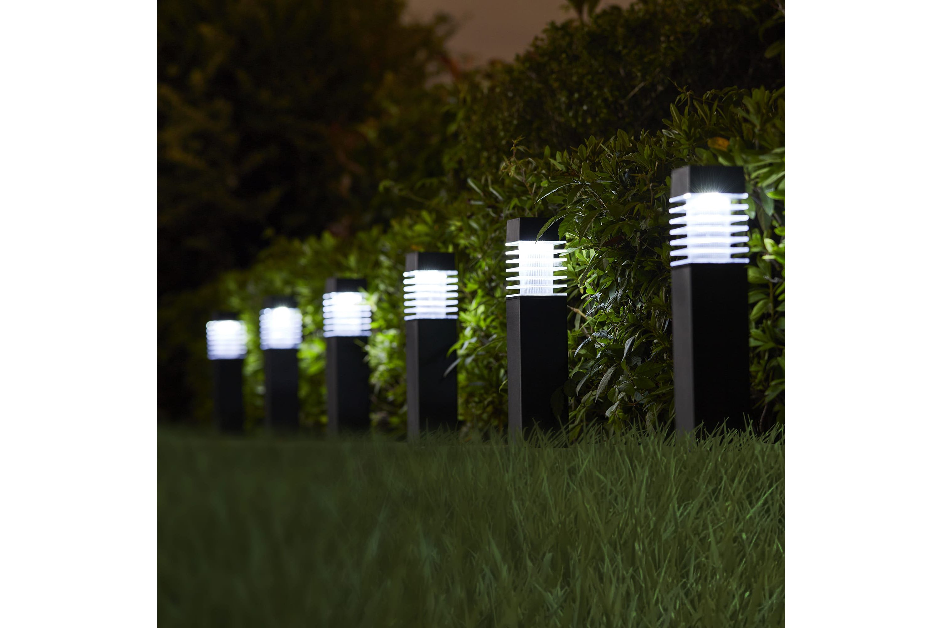 15.25"H Set of 6 Solar Powered Transparent Texture Lens Pathway Stake Light (KD)