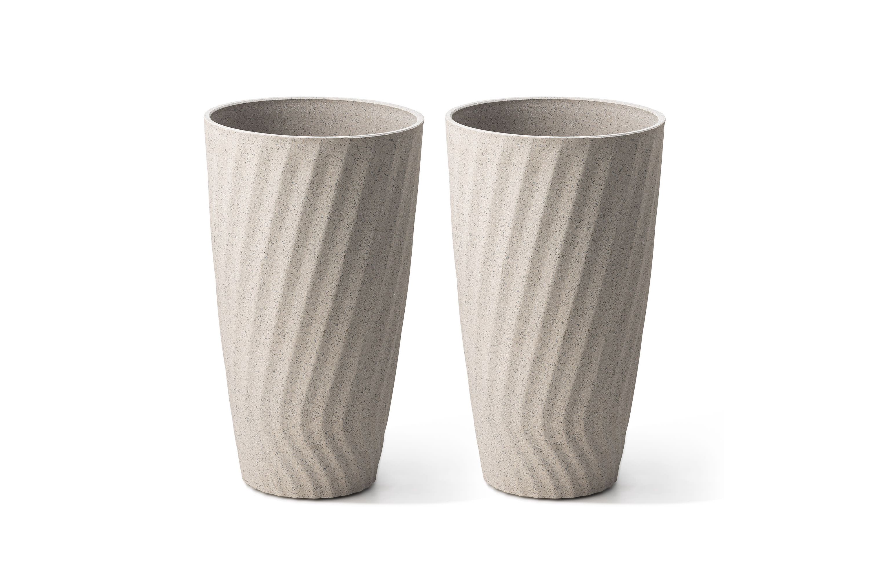 22.5"H Oversized Set of 2 Turquoise Eco-Friendly Resin and Stone Faux Ceramic Textured Tall Planter