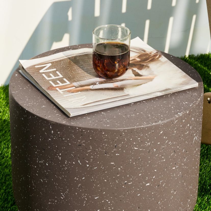 17.25"H Multi-functional MGO Faux Terrazzo Garden Stool or Planter Stand or Accent Table