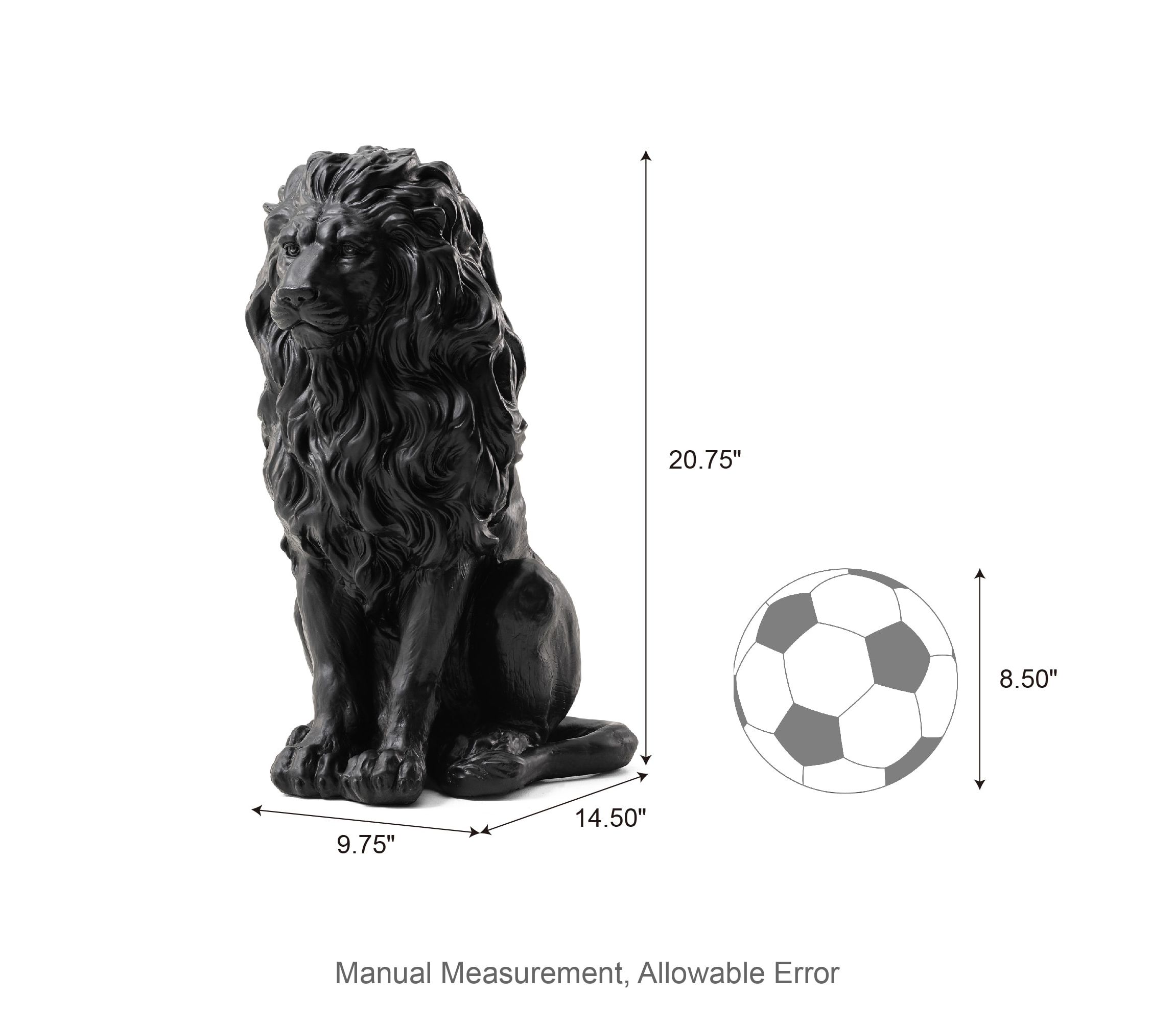 20.75"H MGO Black Sitting Lion Garden Statue