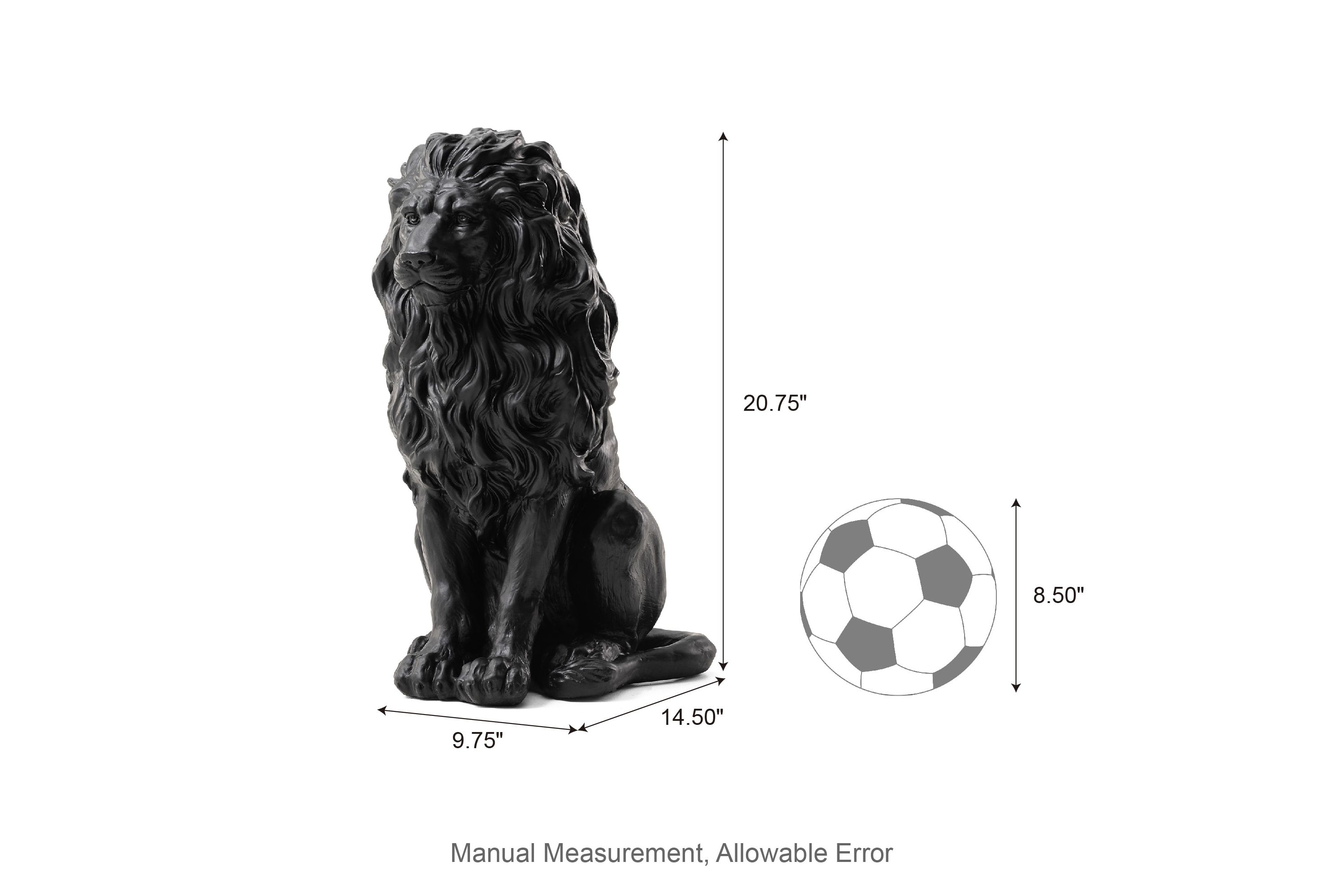 20.75"H MGO Black Sitting Lion Garden Statue
