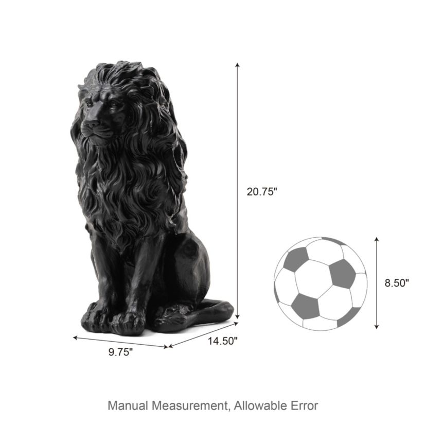 20.75"H MGO Black Sitting Lion Garden Statue
