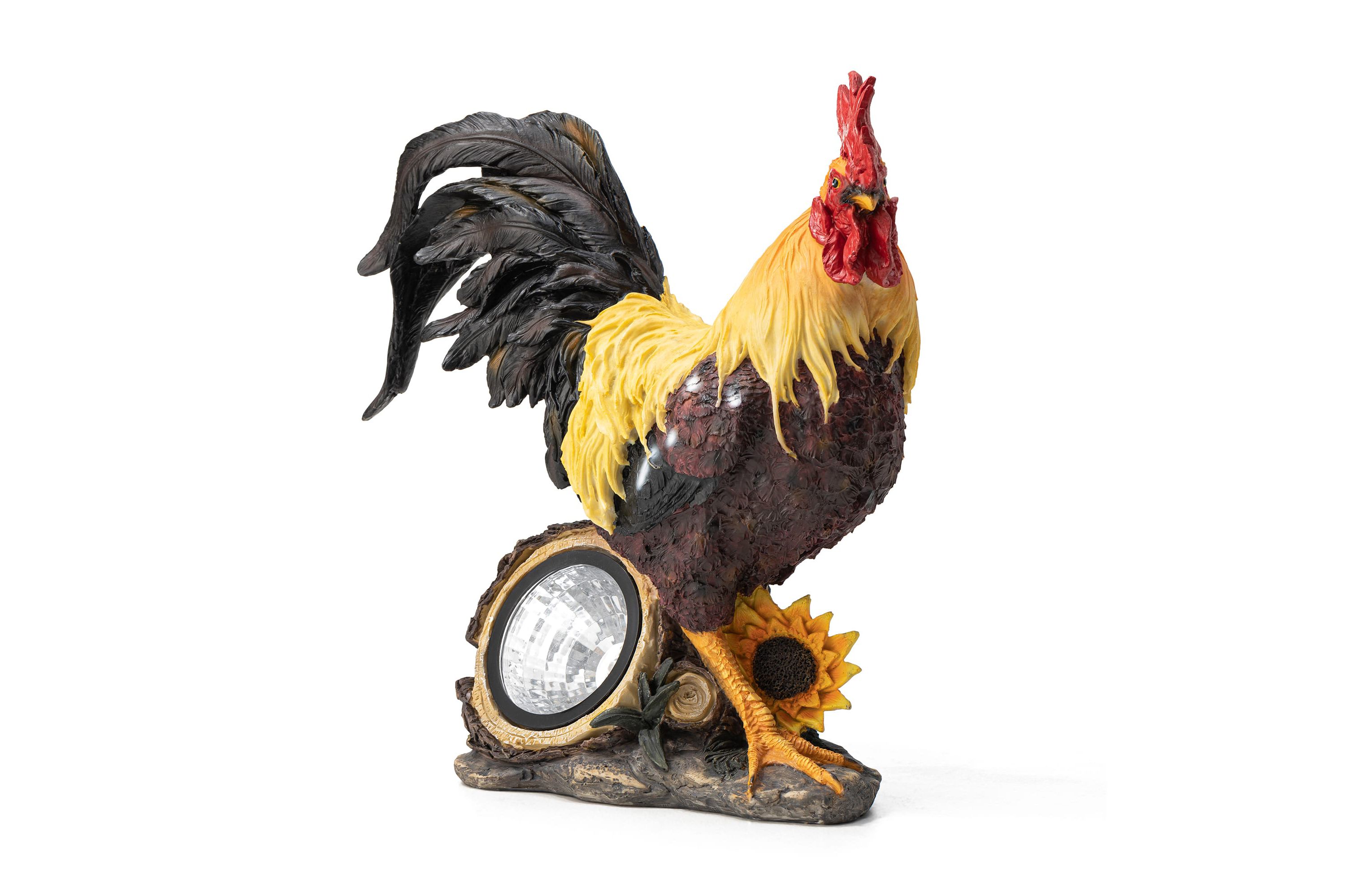 21"H Metal Vibrant Standing Rooster Garden Statue