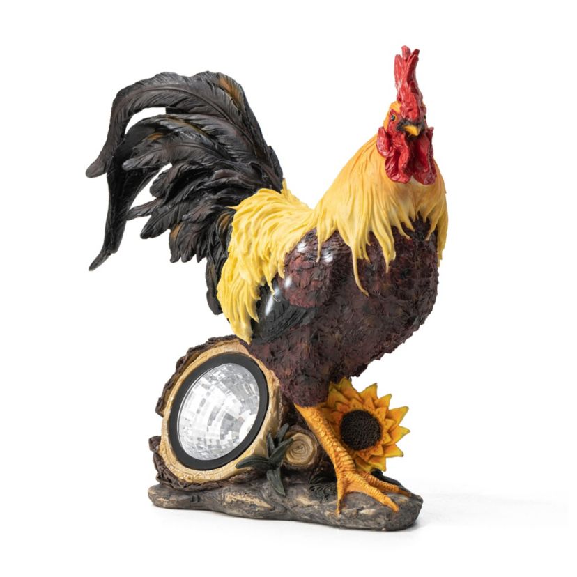 21"H Metal Vibrant Standing Rooster Garden Statue