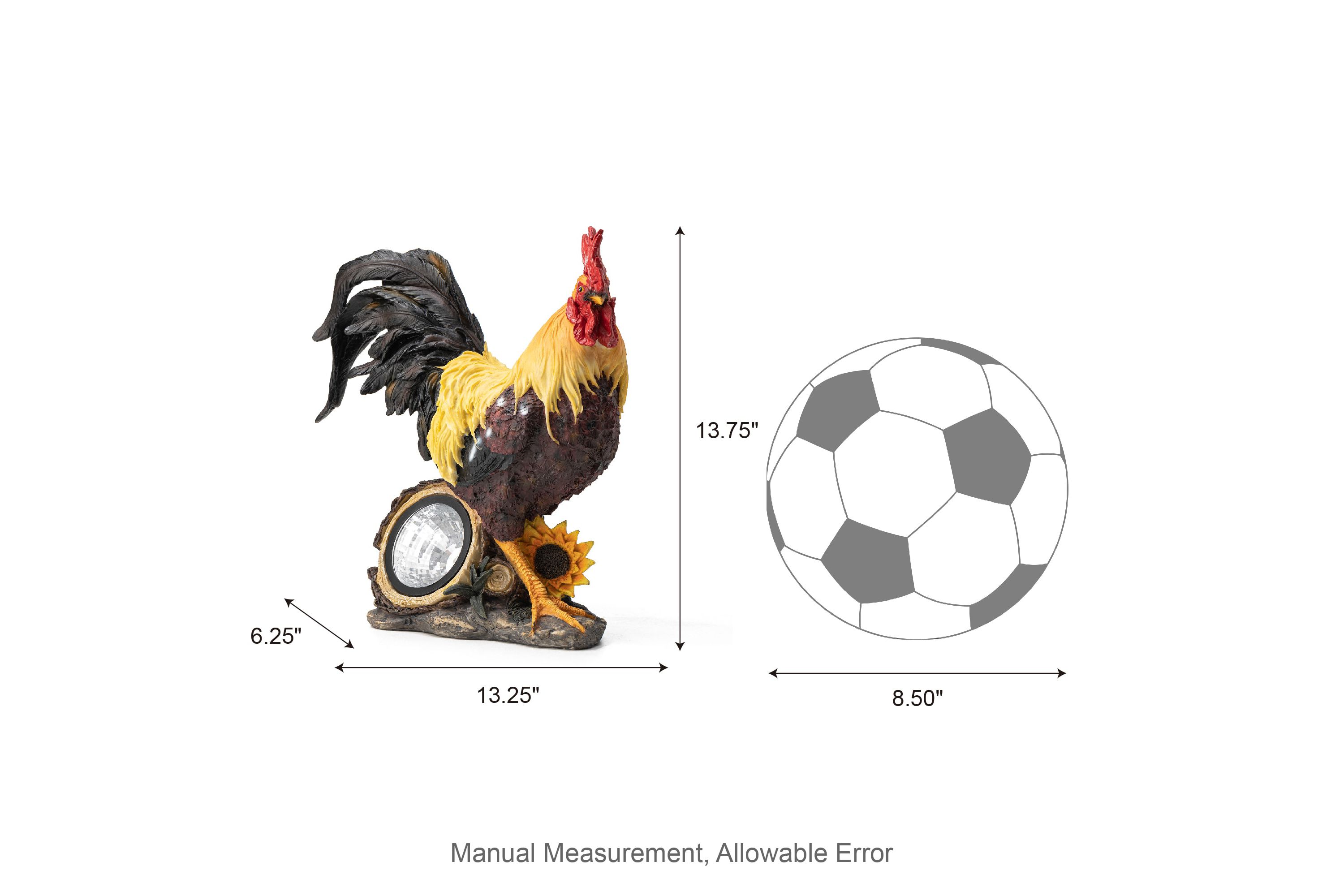 21"H Metal Vibrant Standing Rooster Garden Statue