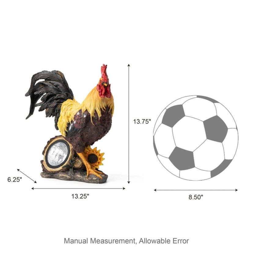 21"H Metal Vibrant Standing Rooster Garden Statue