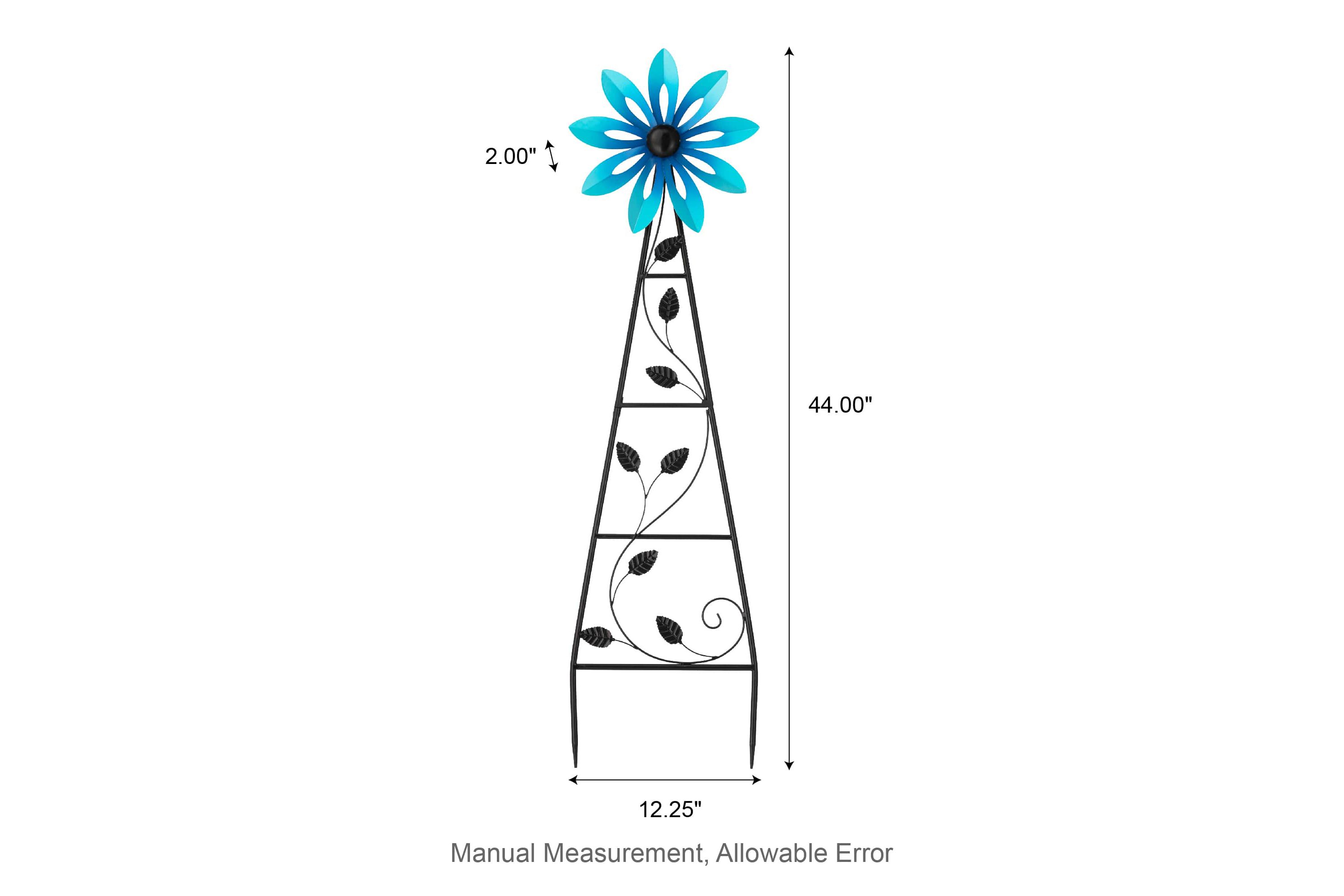 44"H Metal Blue Flower Wind Spinner Yardstake  (KD)