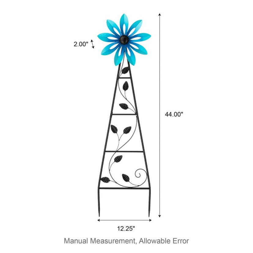 44"H Metal Blue Flower Wind Spinner Yardstake  (KD)