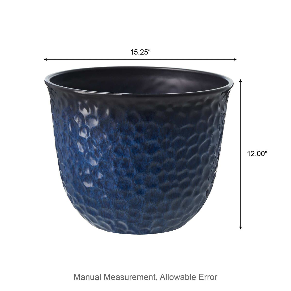15.25"D Set of 2 Honeycomb Textured Cobalt Blue Faux Ceramic Pot Plastic Planter