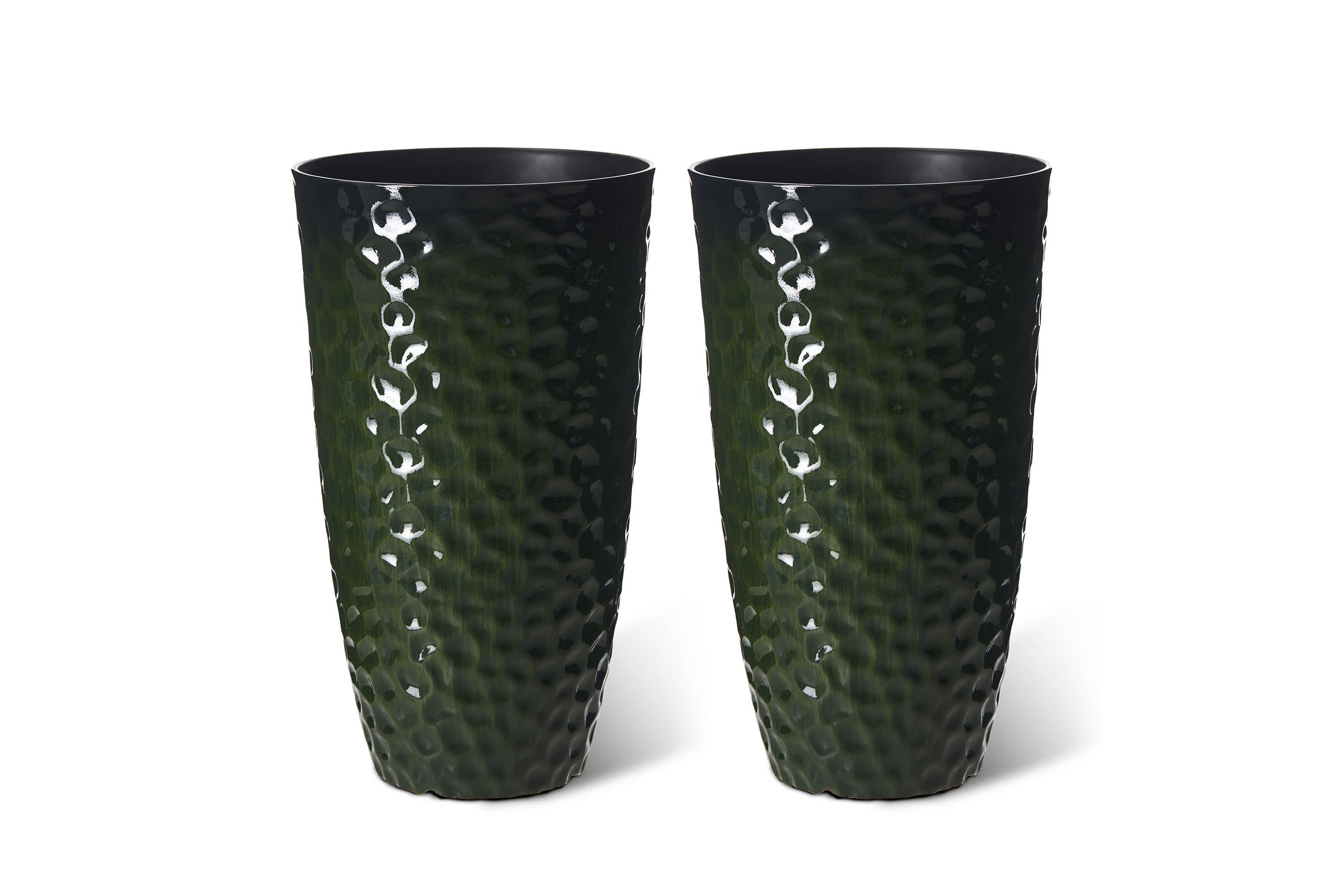 23.75"H Set of 2 Oversized Eco-Friendly PP and Stone Honeycomb Textured Red Tall Plastic Planter