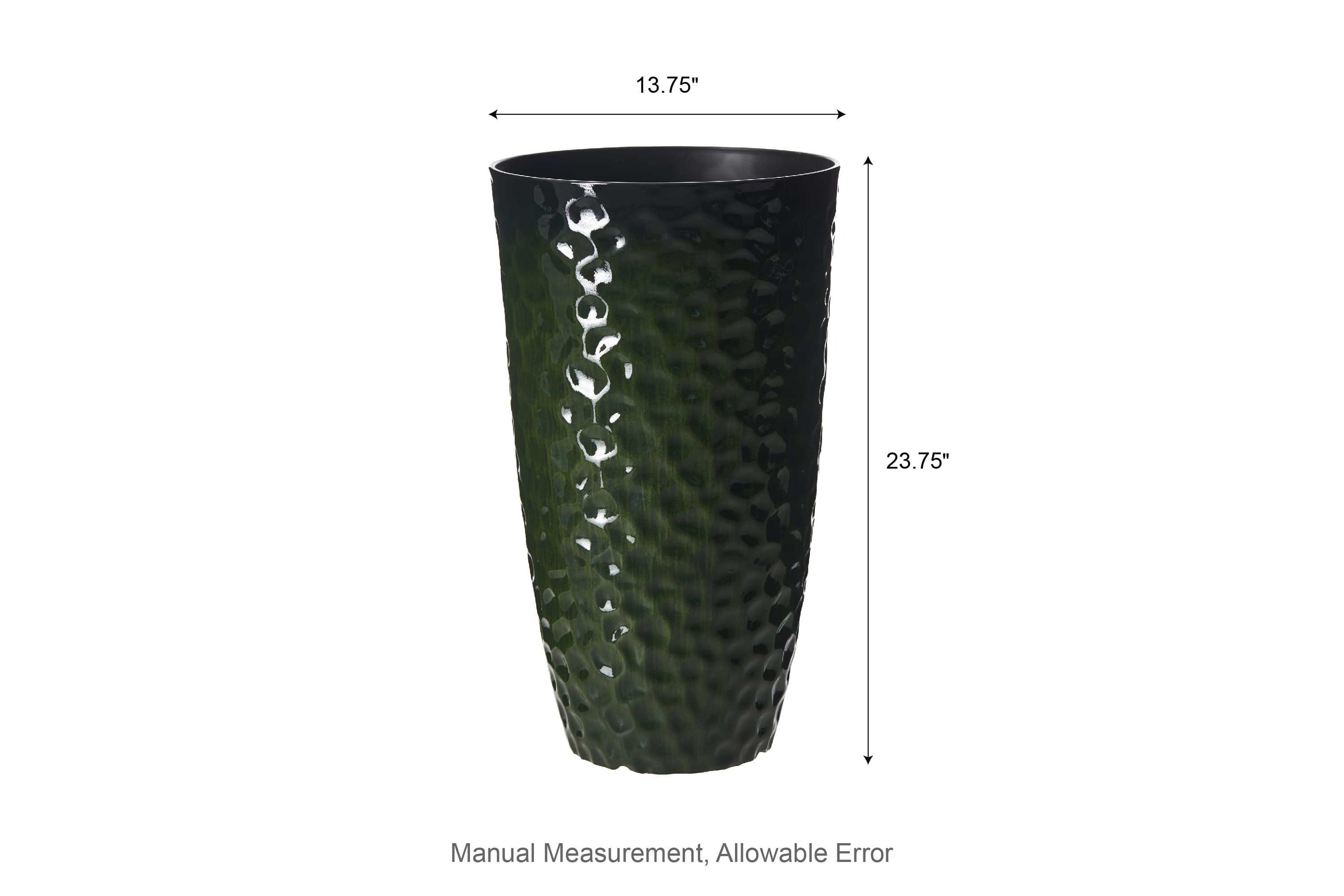 23.75"H Set of 2 Oversized Eco-Friendly PP and Stone Honeycomb Textured Red Tall Plastic Planter