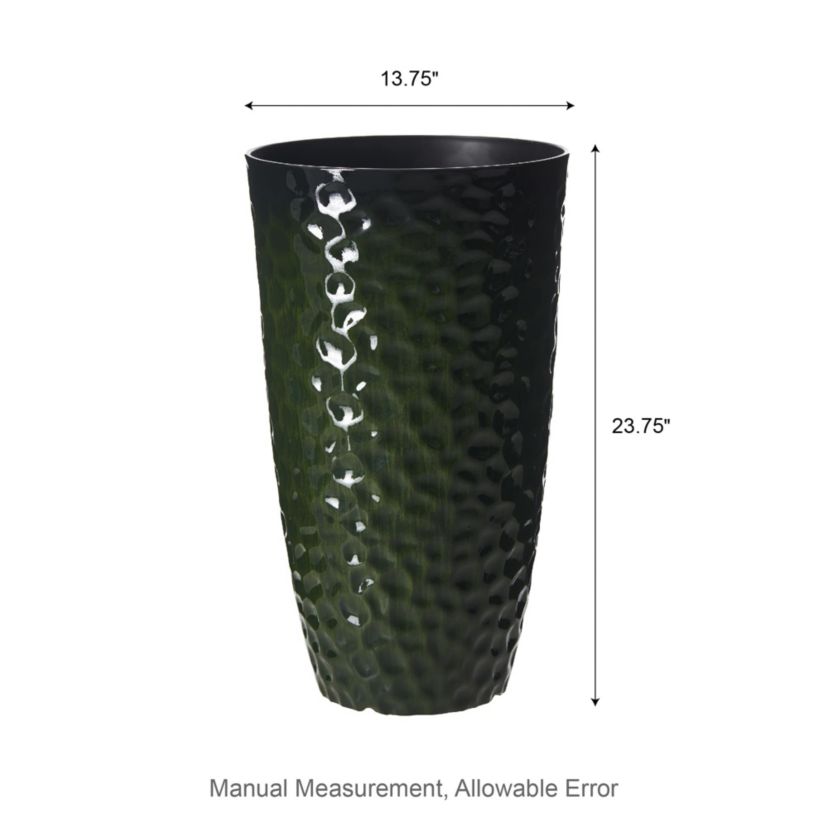 23.75"H Set of 2 Oversized Eco-Friendly PP and Stone Honeycomb Textured Red Tall Plastic Planter