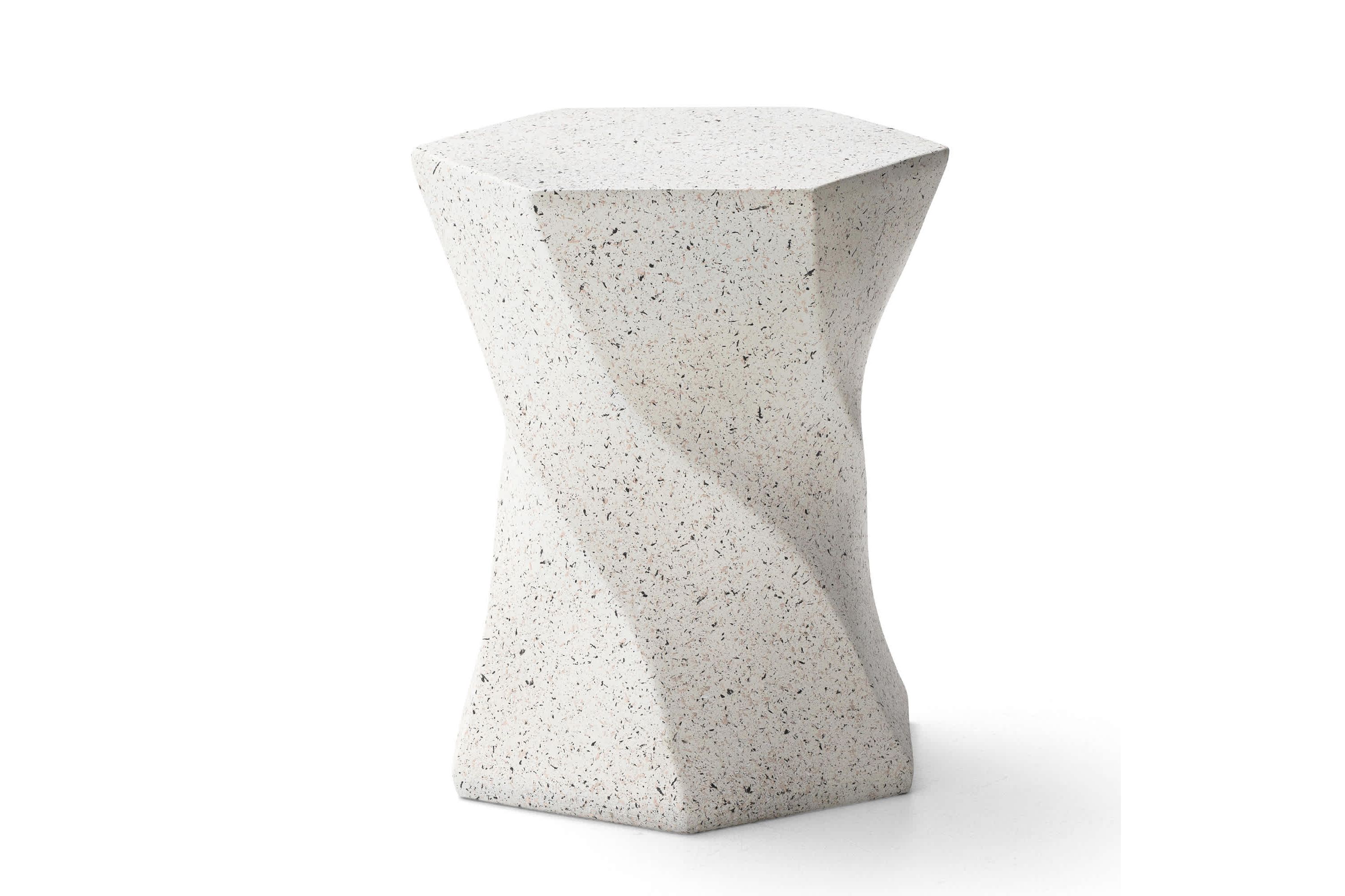 17.75"H Multi-functional MGO Twist-Style Faux Terrazzo Garden Stool or Planter Stand or Accent Table