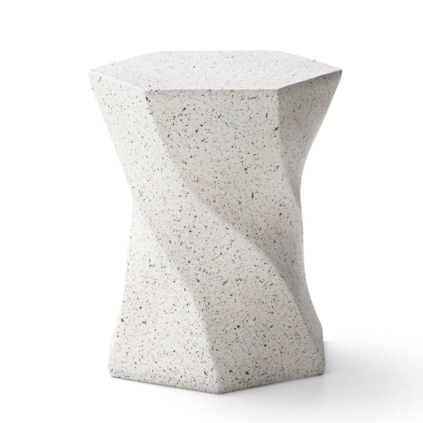17.75"H Multi-functional MGO Twist-Style Faux Terrazzo Garden Stool or Planter Stand or Accent Table
