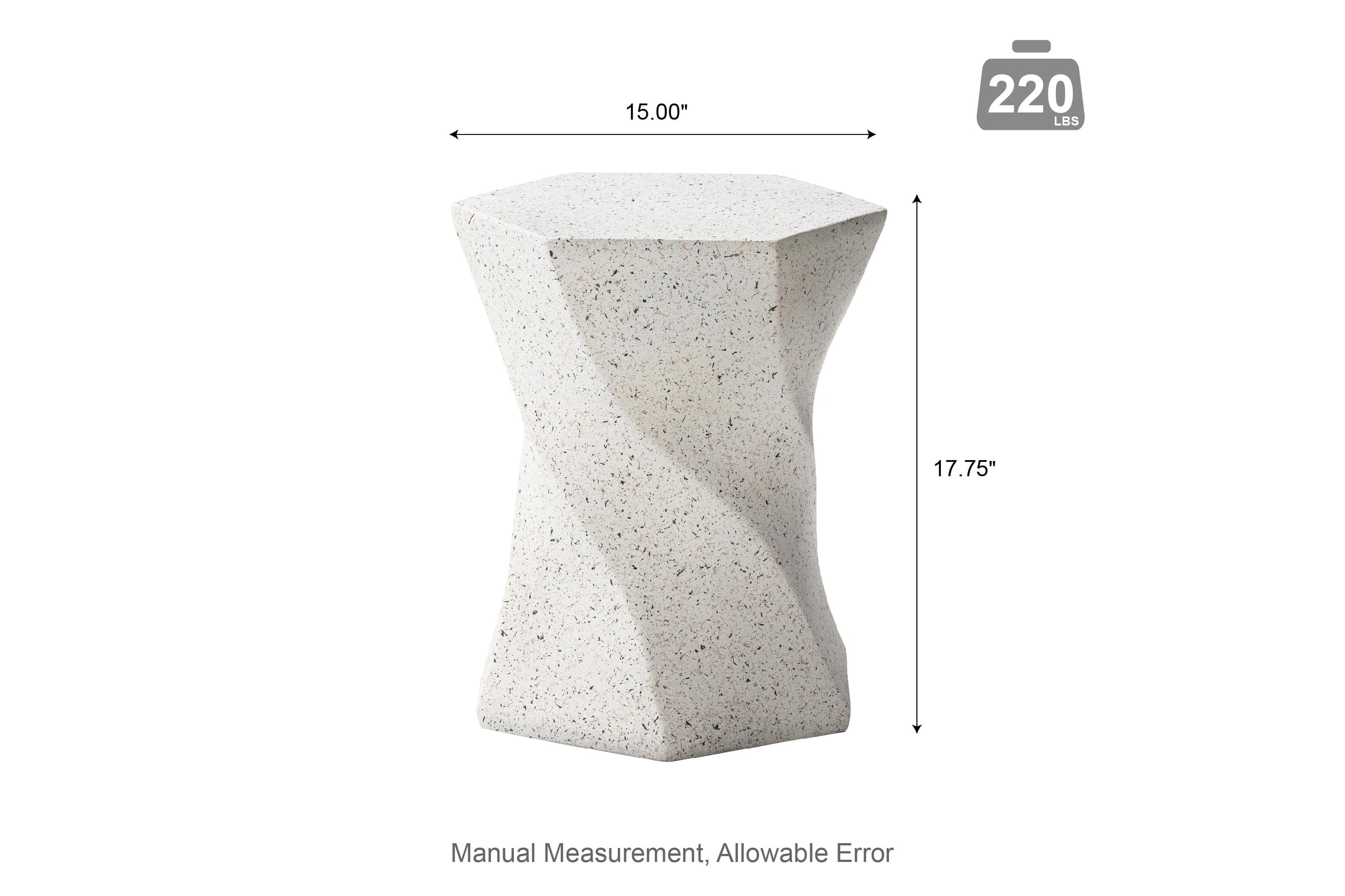 17.75"H Multi-functional MGO Twist-Style Faux Terrazzo Garden Stool or Planter Stand or Accent Table