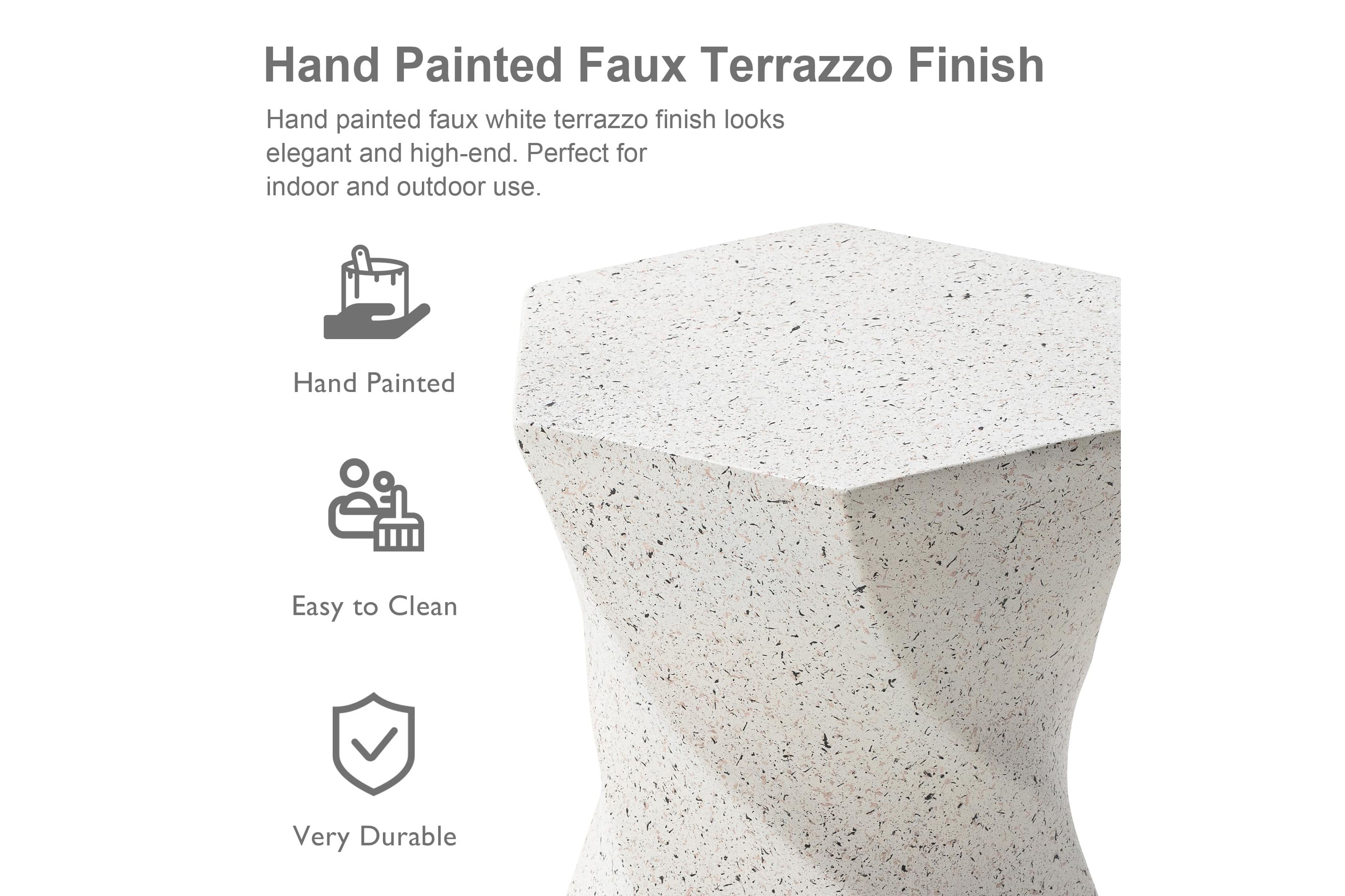 17.75"H Multi-functional MGO Twist-Style Faux Terrazzo Garden Stool or Planter Stand or Accent Table