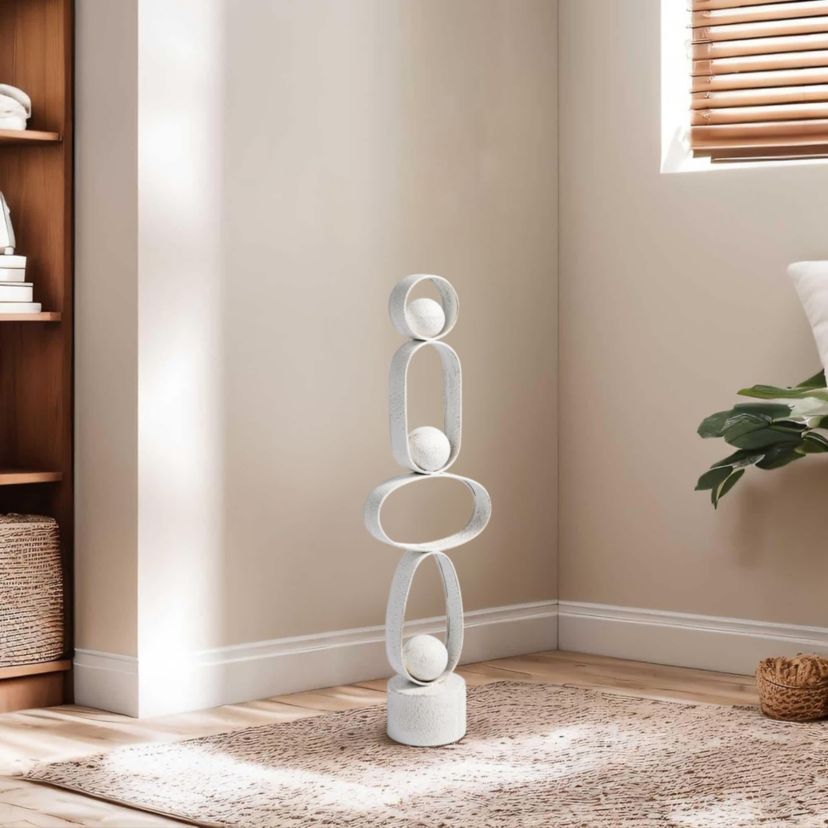 25.50"H Modern Abstract White Metal Sculpture Table Decor