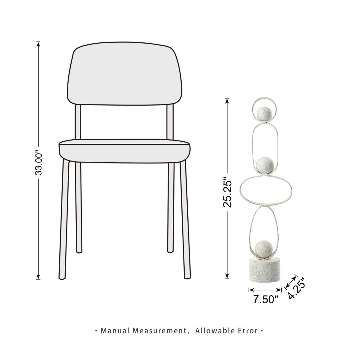 25.50"H Modern Abstract White Metal Sculpture Table Decor