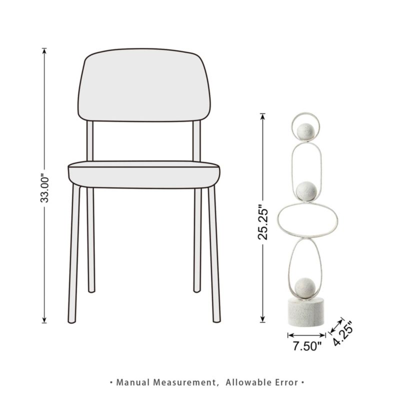 25.50"H Modern Abstract White Metal Sculpture Table Decor