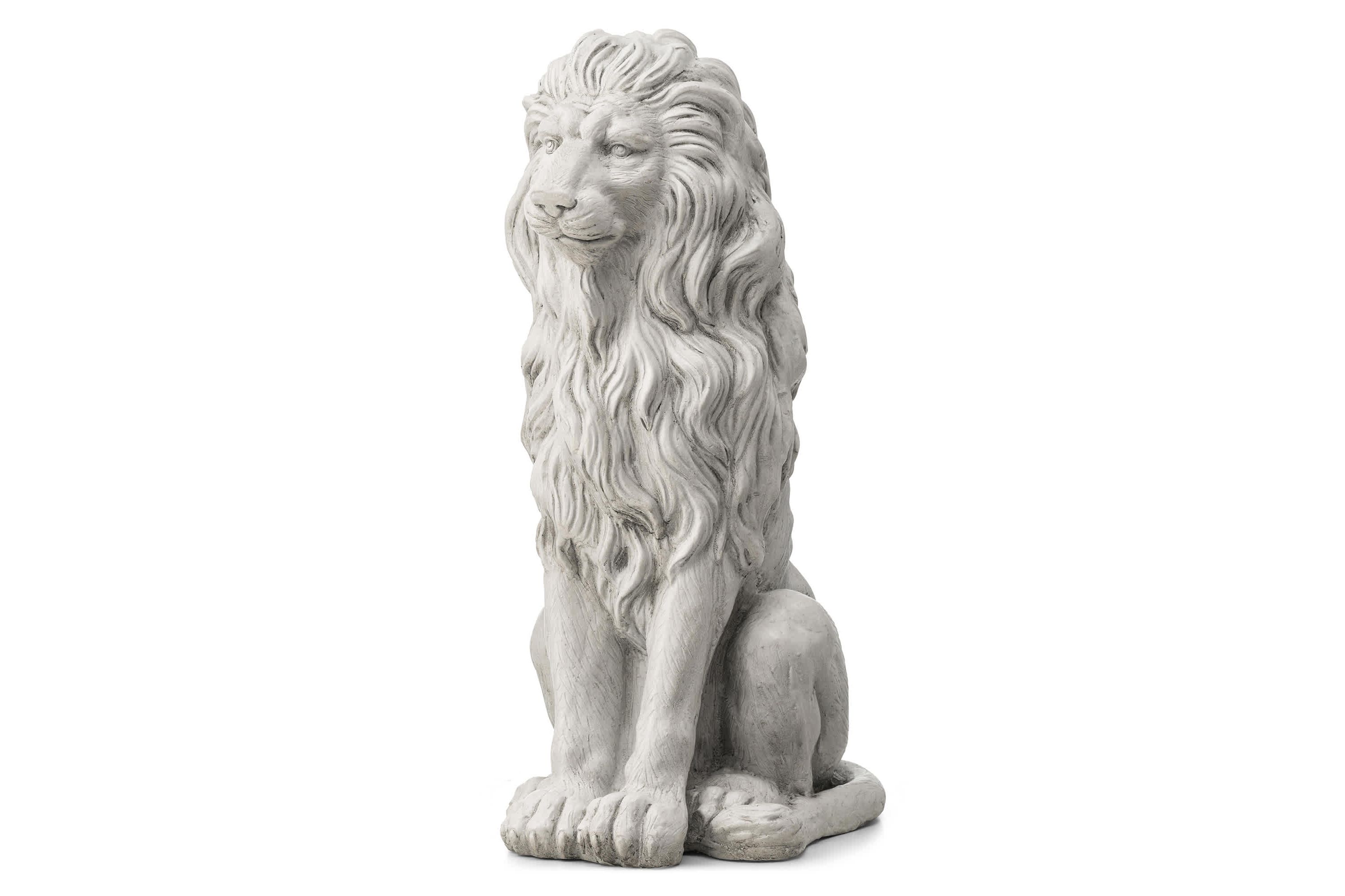 27.75"H Oversized MGO White Guardian Sitting Lion Garden Statue