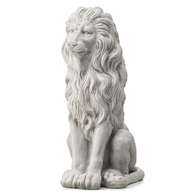 27.75"H Oversized MGO White Guardian Sitting Lion Garden Statue