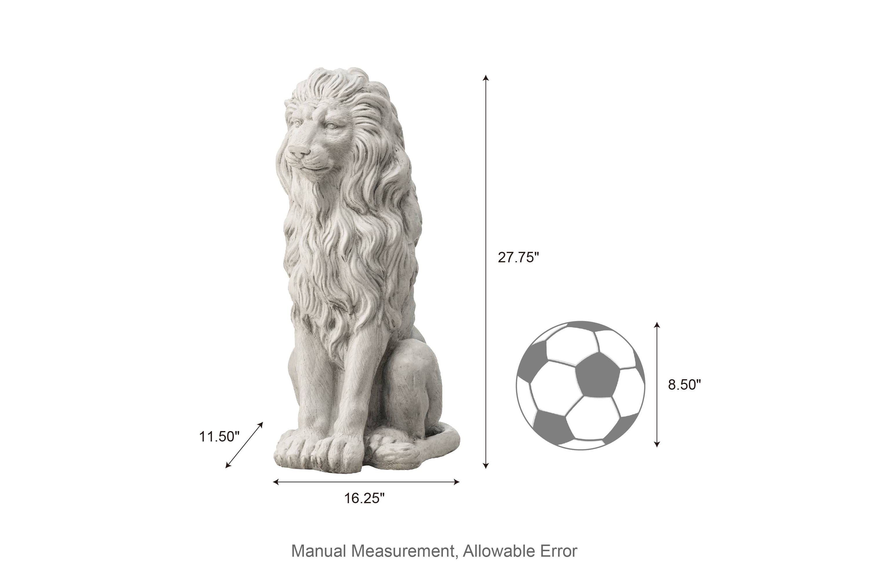 27.75"H Oversized MGO White Guardian Sitting Lion Garden Statue