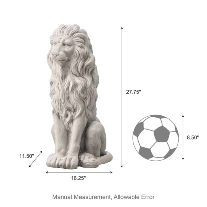 27.75"H Oversized MGO White Guardian Sitting Lion Garden Statue