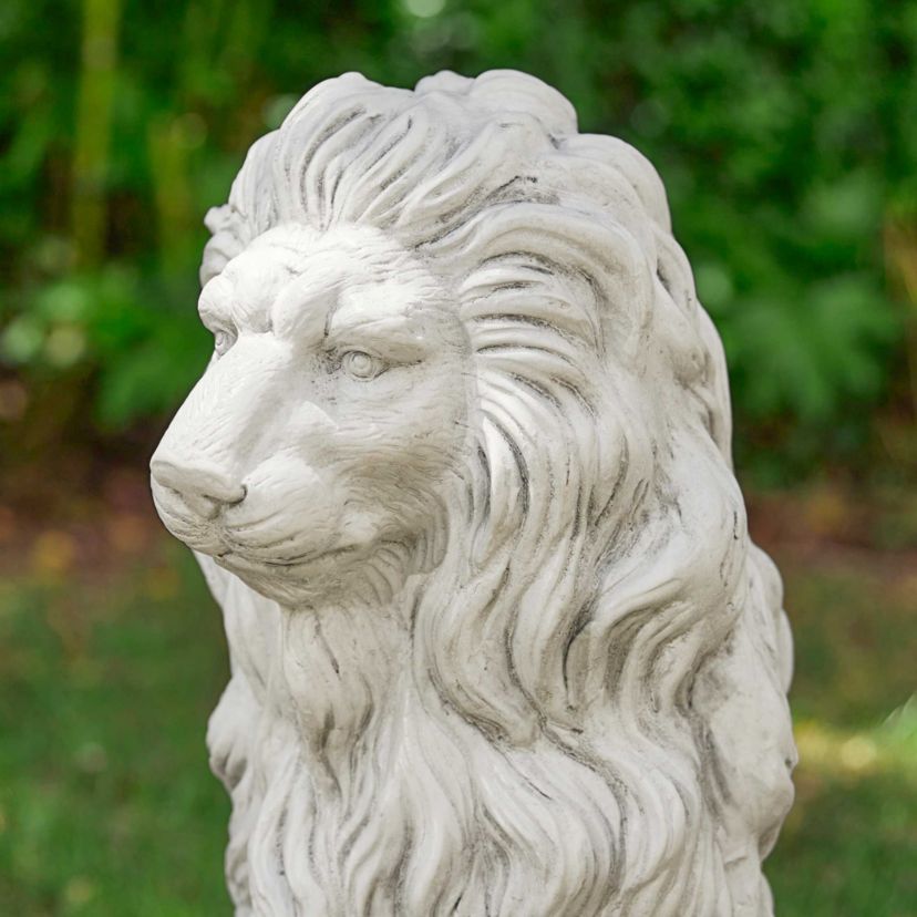 27.75"H Oversized MGO White Guardian Sitting Lion Garden Statue