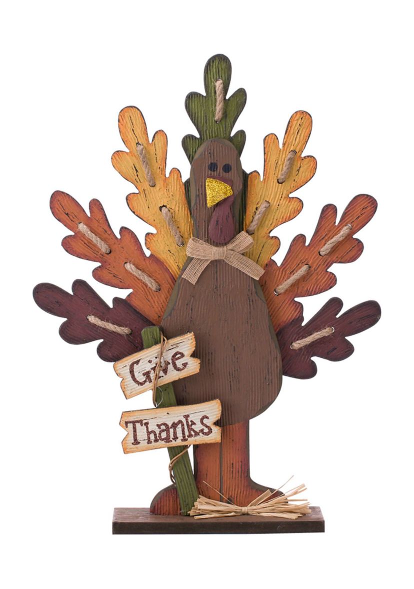 Burlap/Wooden Turkey Table Decor