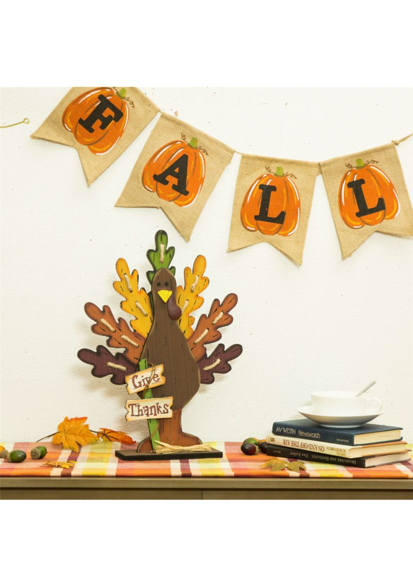 Burlap/Wooden Turkey Table Decor