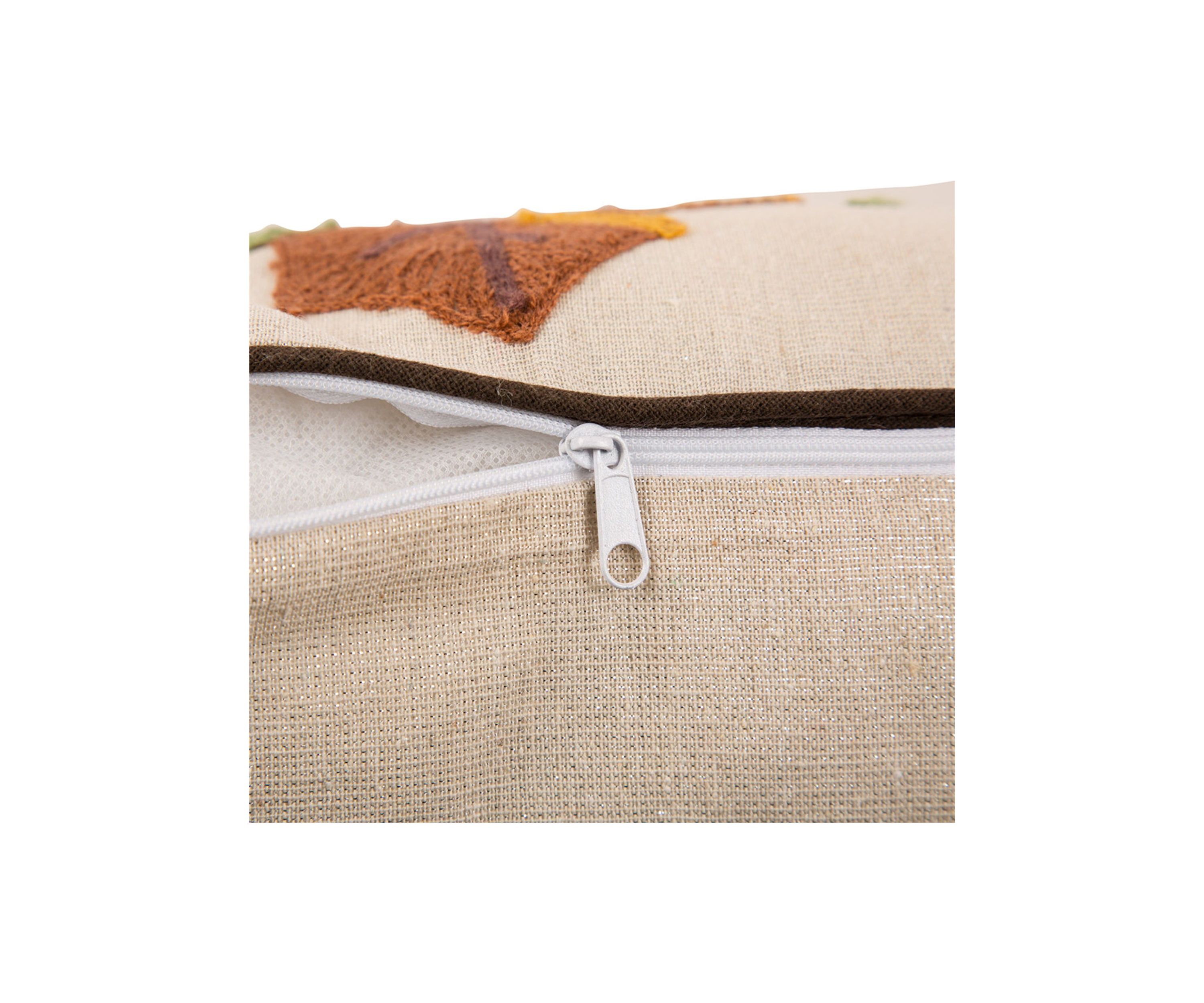 Fall Embroidered Leaves Pillow