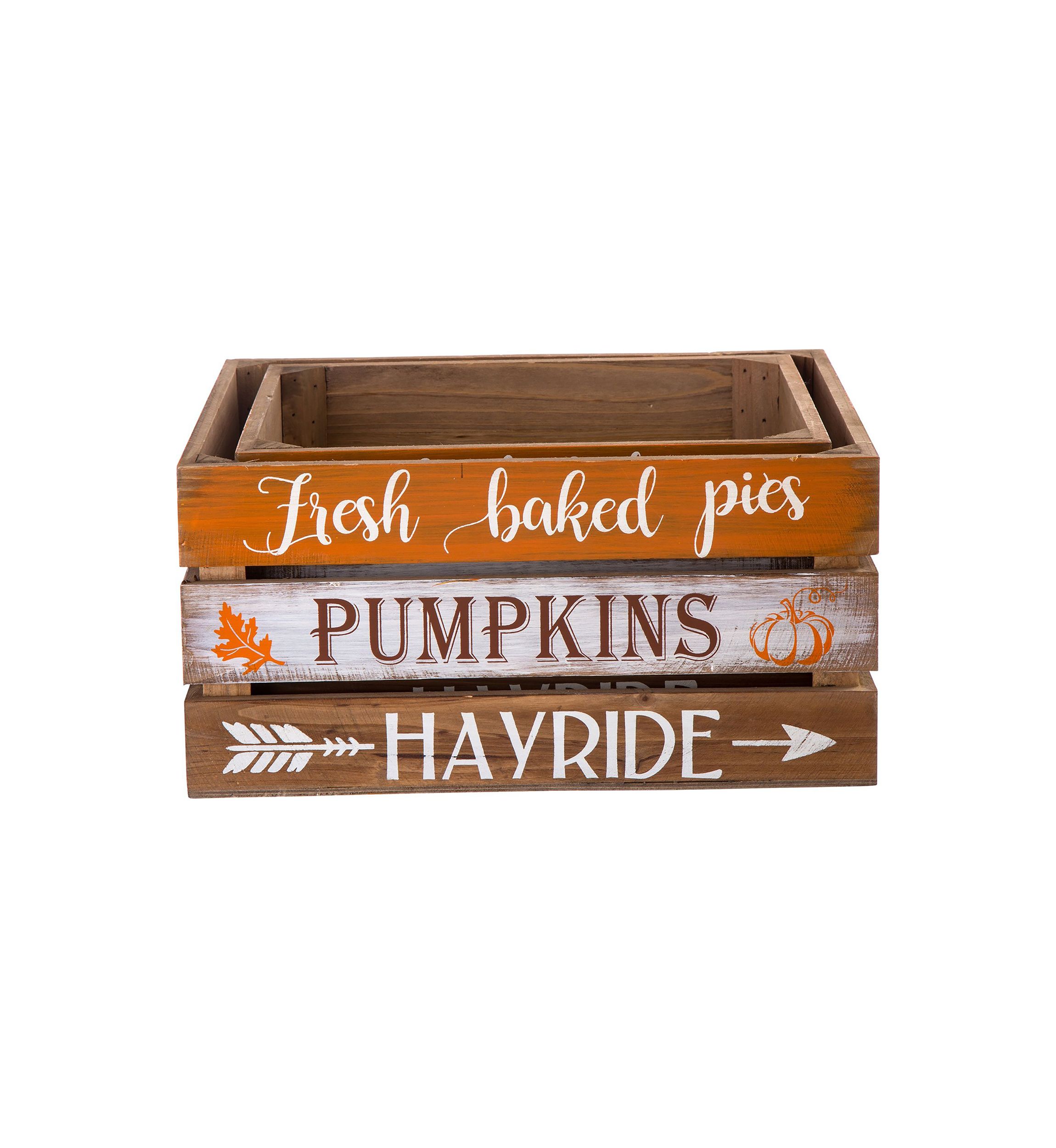 S/2 Wooden Pumpkin Crate