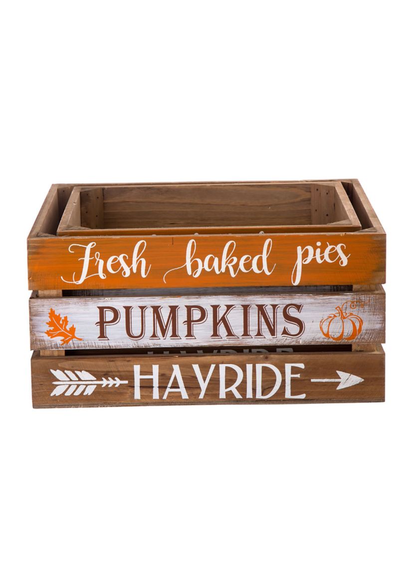 S/2 Wooden Pumpkin Crate