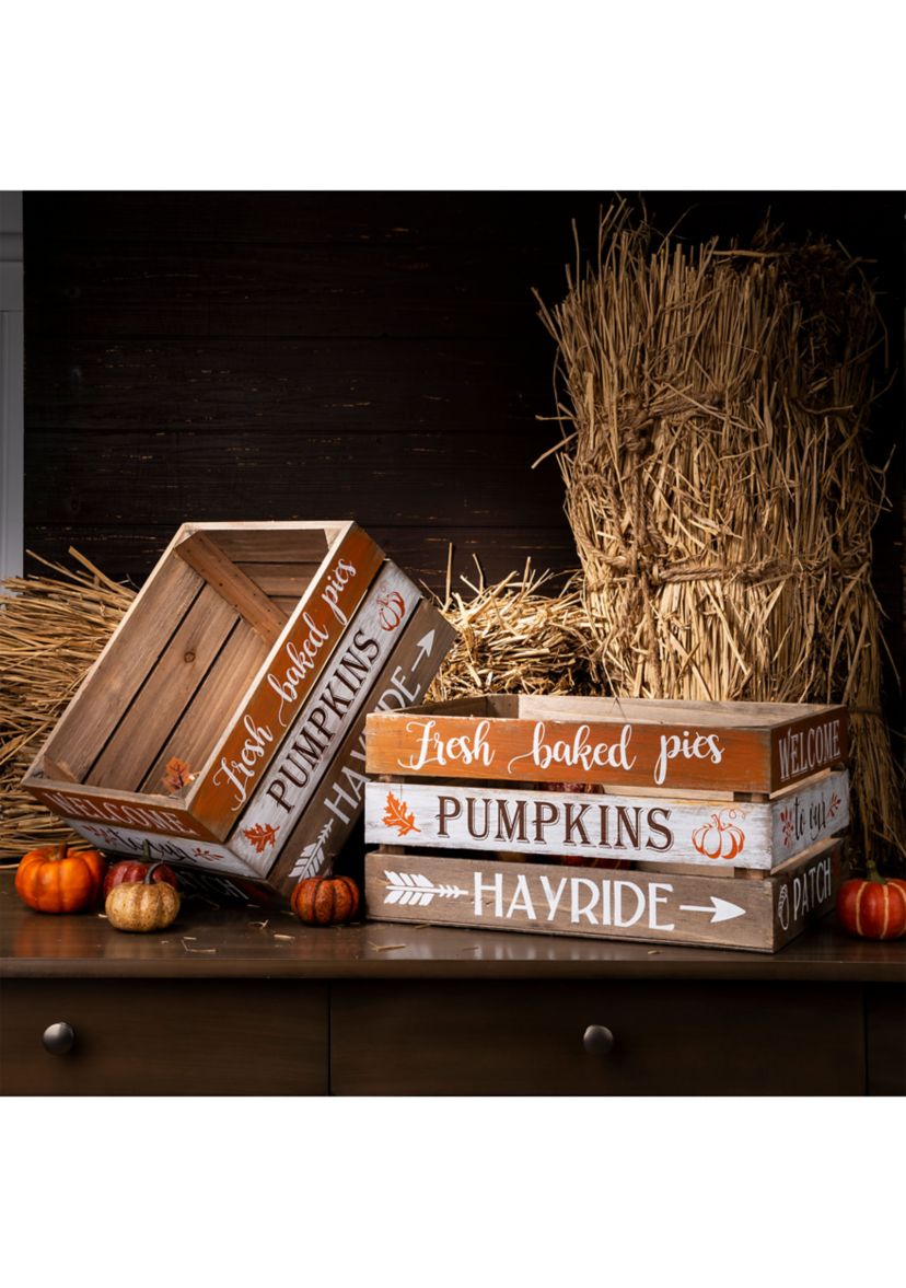 S/2 Wooden Pumpkin Crate