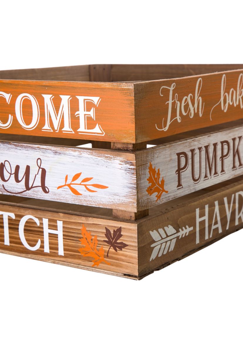 S/2 Wooden Pumpkin Crate