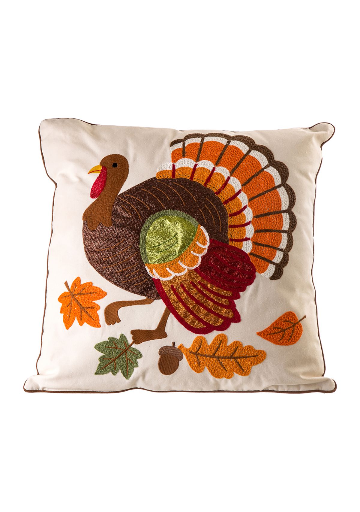 Cotton Embroidered Turkey Pillow Cover