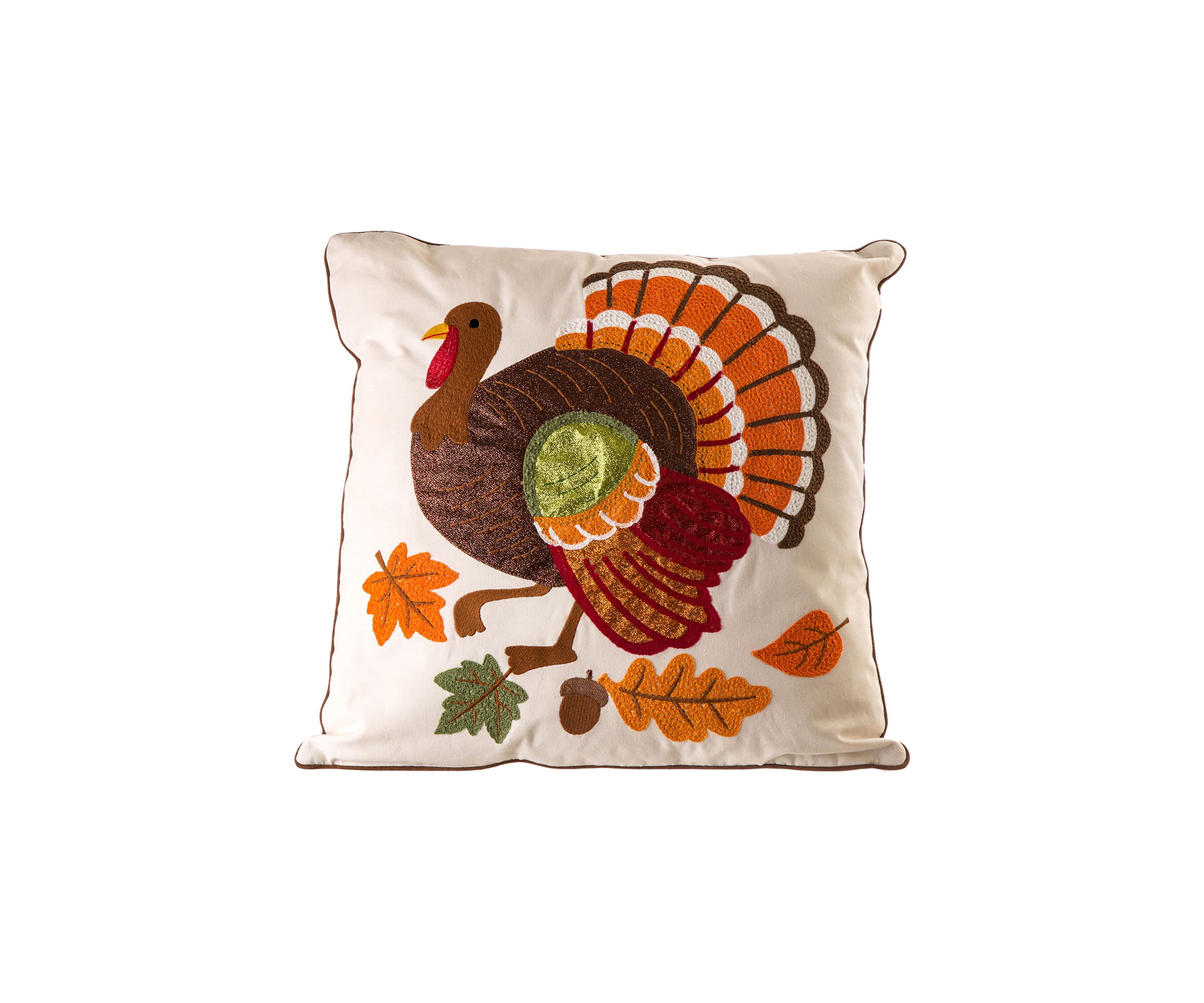 Cotton Embroidered Turkey Pillow Cover