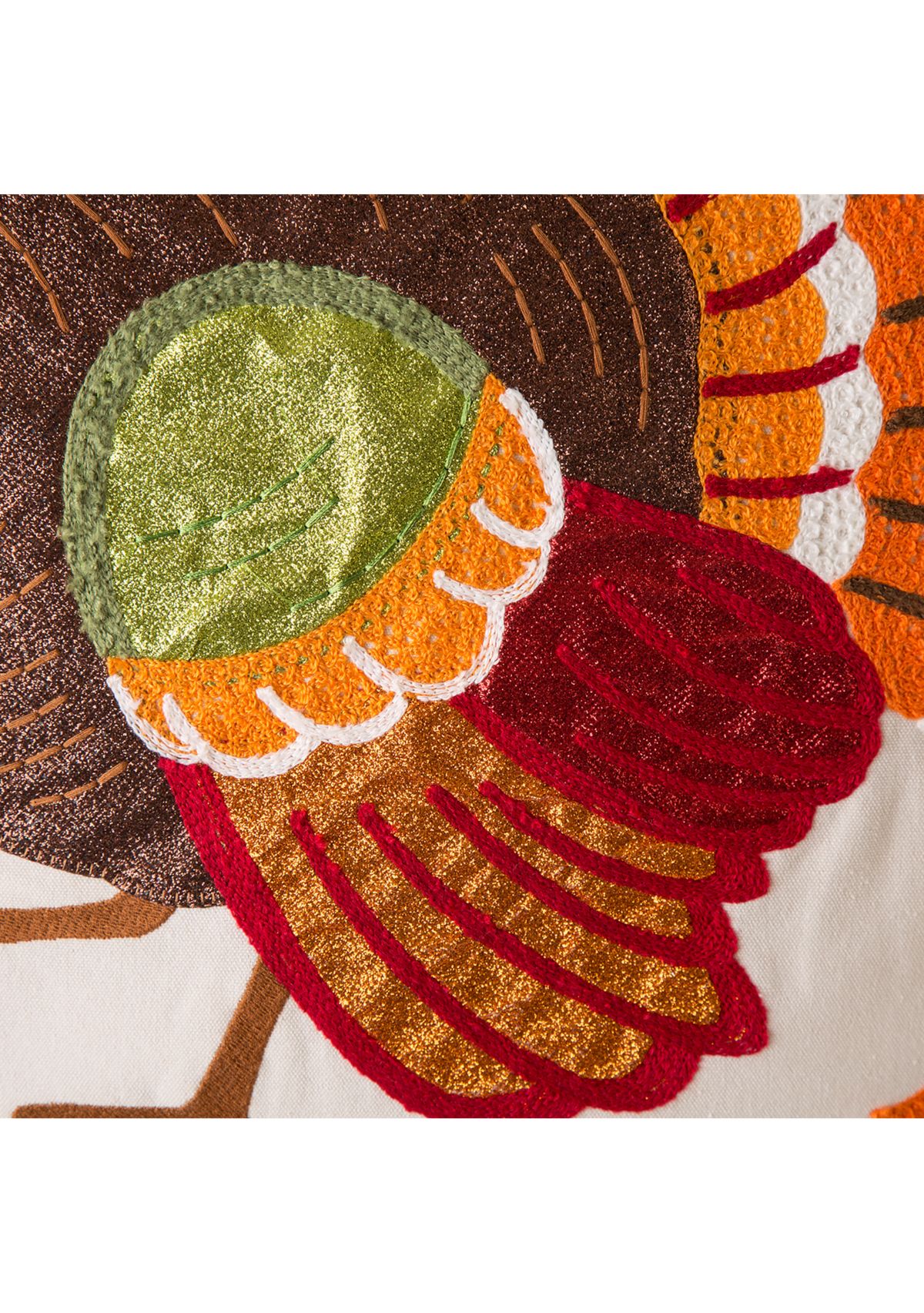 Cotton Embroidered Turkey Pillow Cover