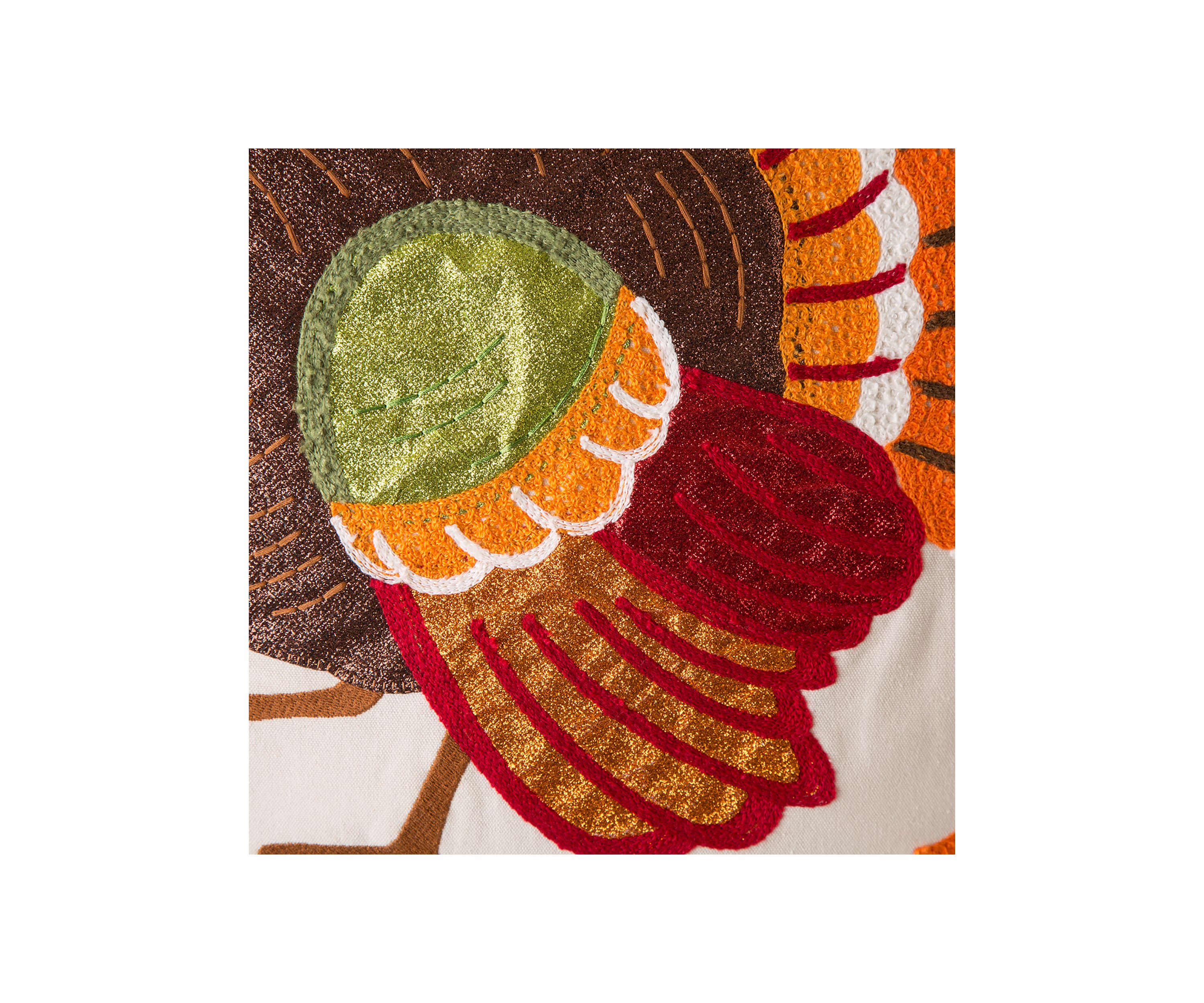 Cotton Embroidered Turkey Pillow Cover