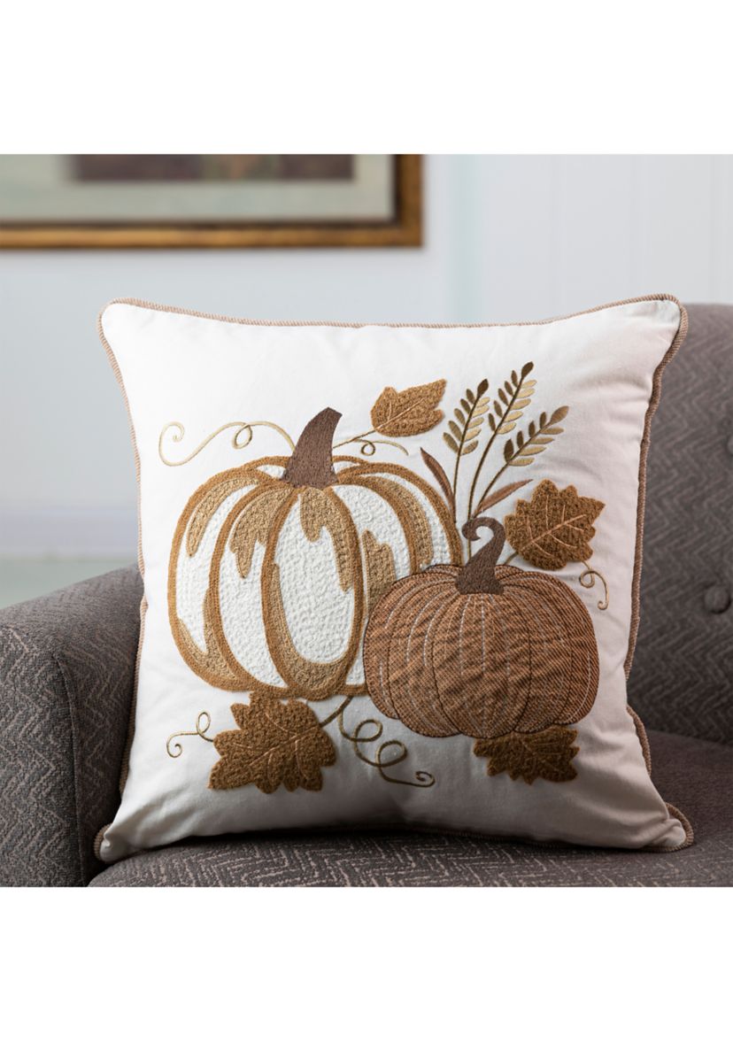 Cotton Embroidered Pumpkin Pillow Cover