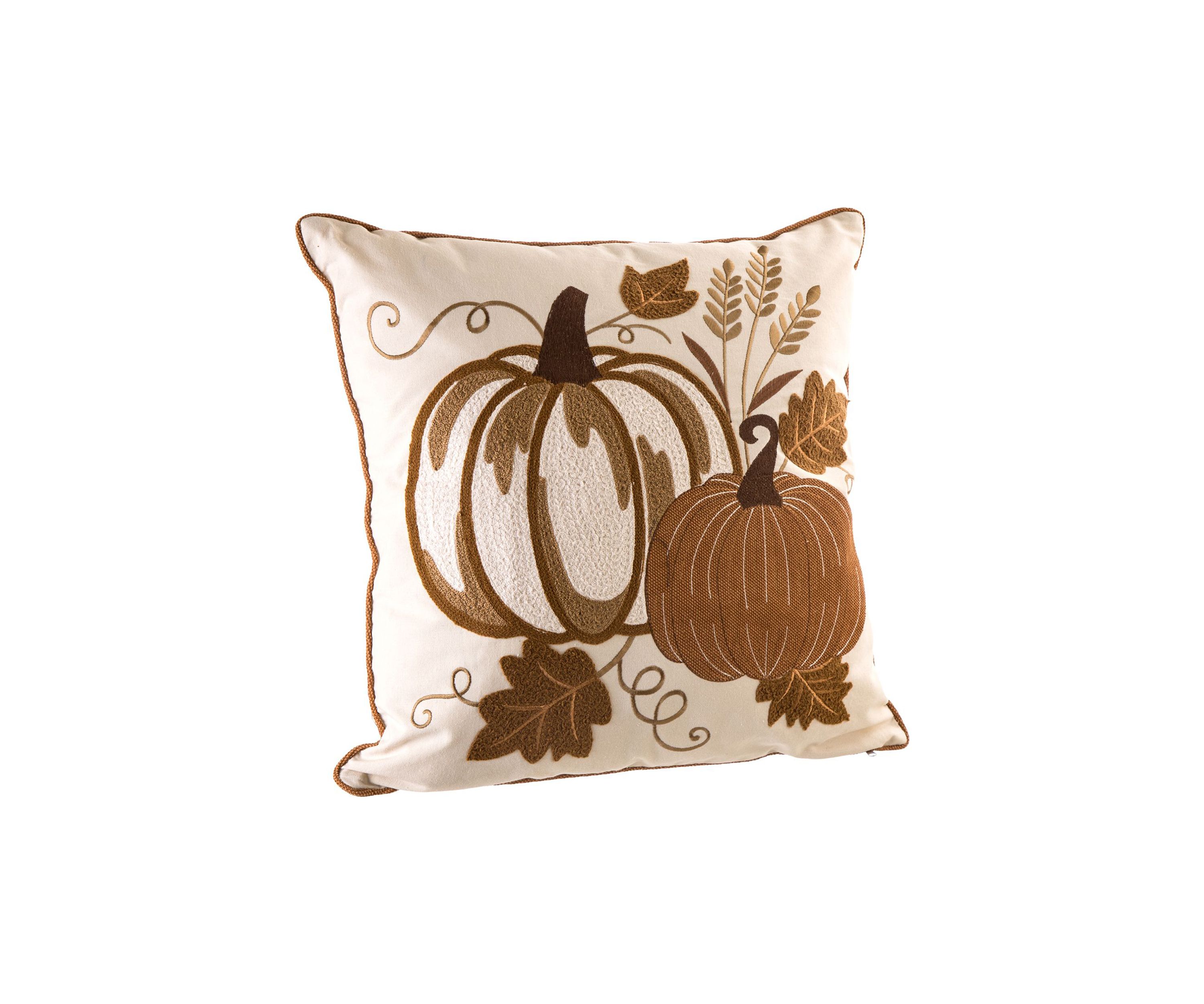 Cotton Embroidered Pumpkin Pillow Cover