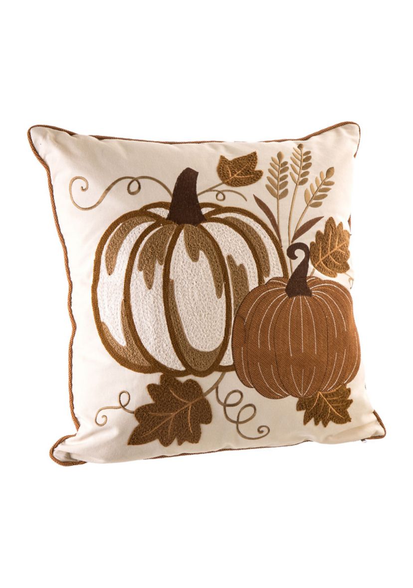 Cotton Embroidered Pumpkin Pillow Cover