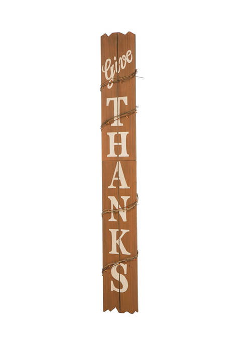 Glitzhome Wooden &quot;Give THANKS&quot; Porch Sign