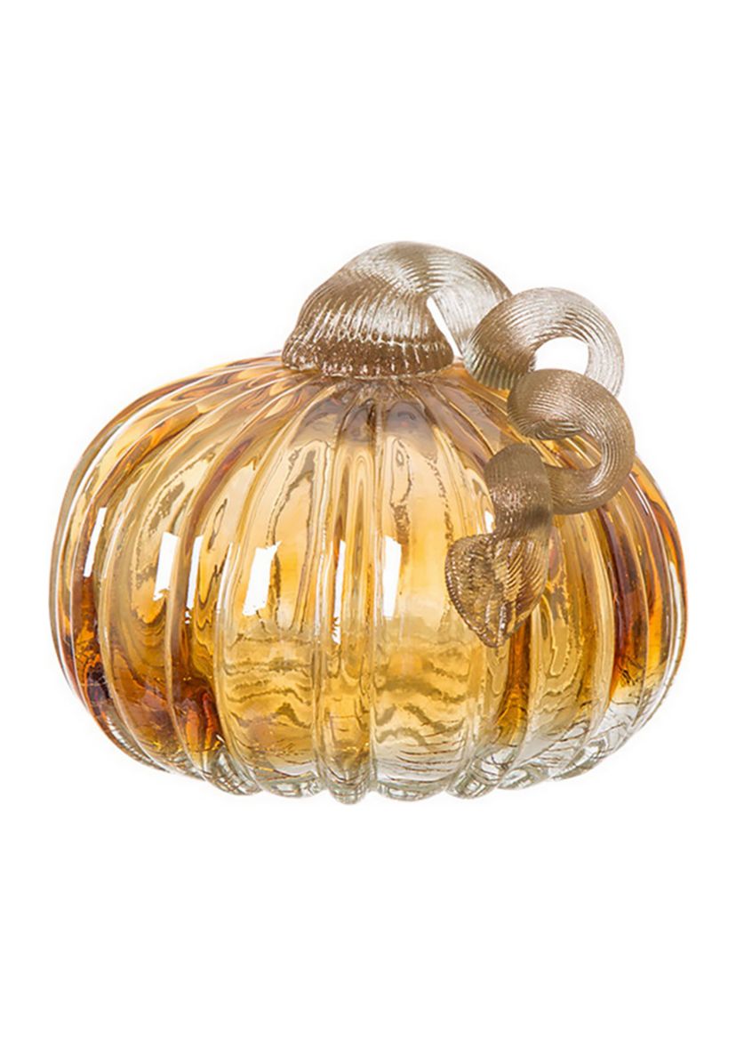 Amber Crackle Glass Short Pumpkin