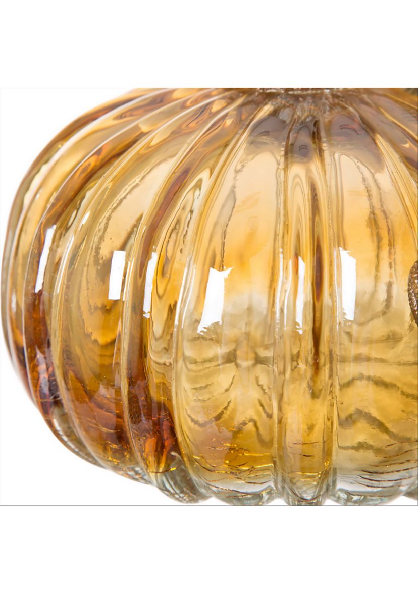 Amber Crackle Glass Short Pumpkin