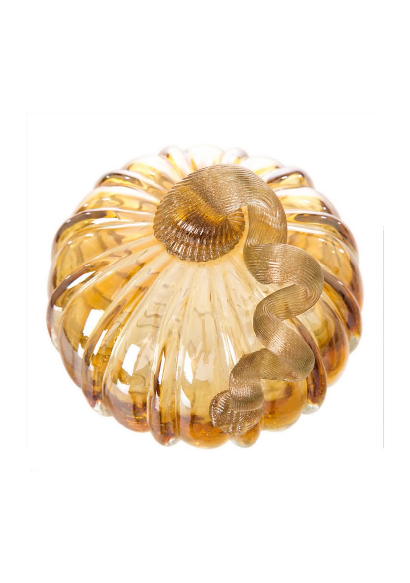 Amber Crackle Glass Short Pumpkin