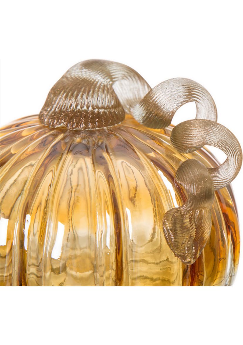 Amber Crackle Glass Short Pumpkin