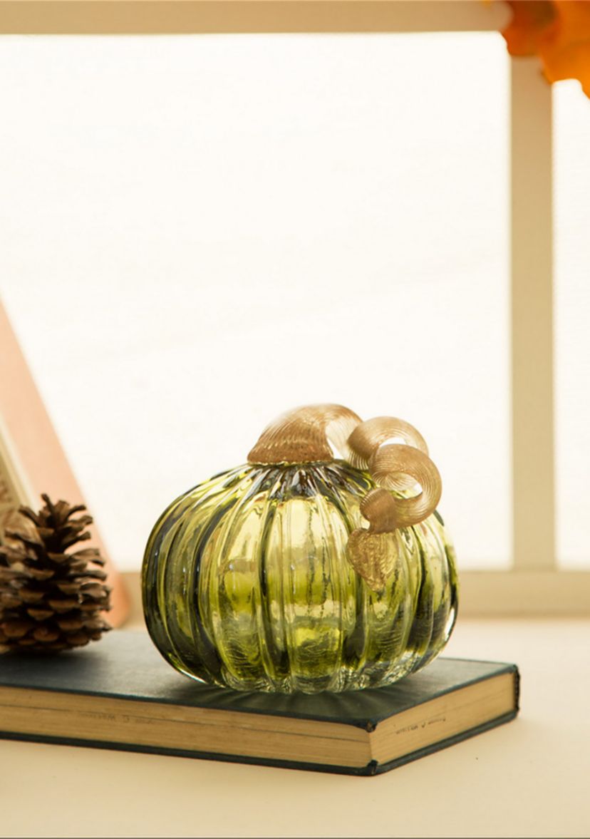Green Crackle Glass Short Pumpkin
