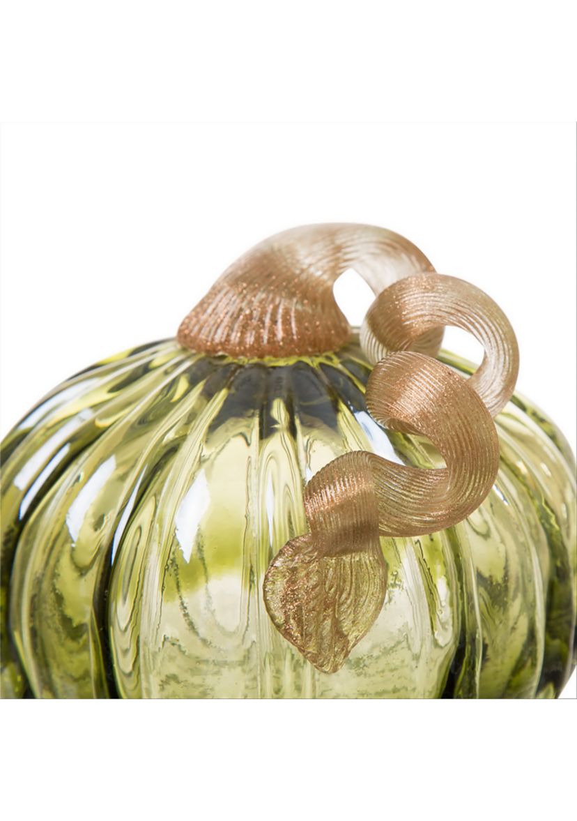Green Crackle Glass Short Pumpkin