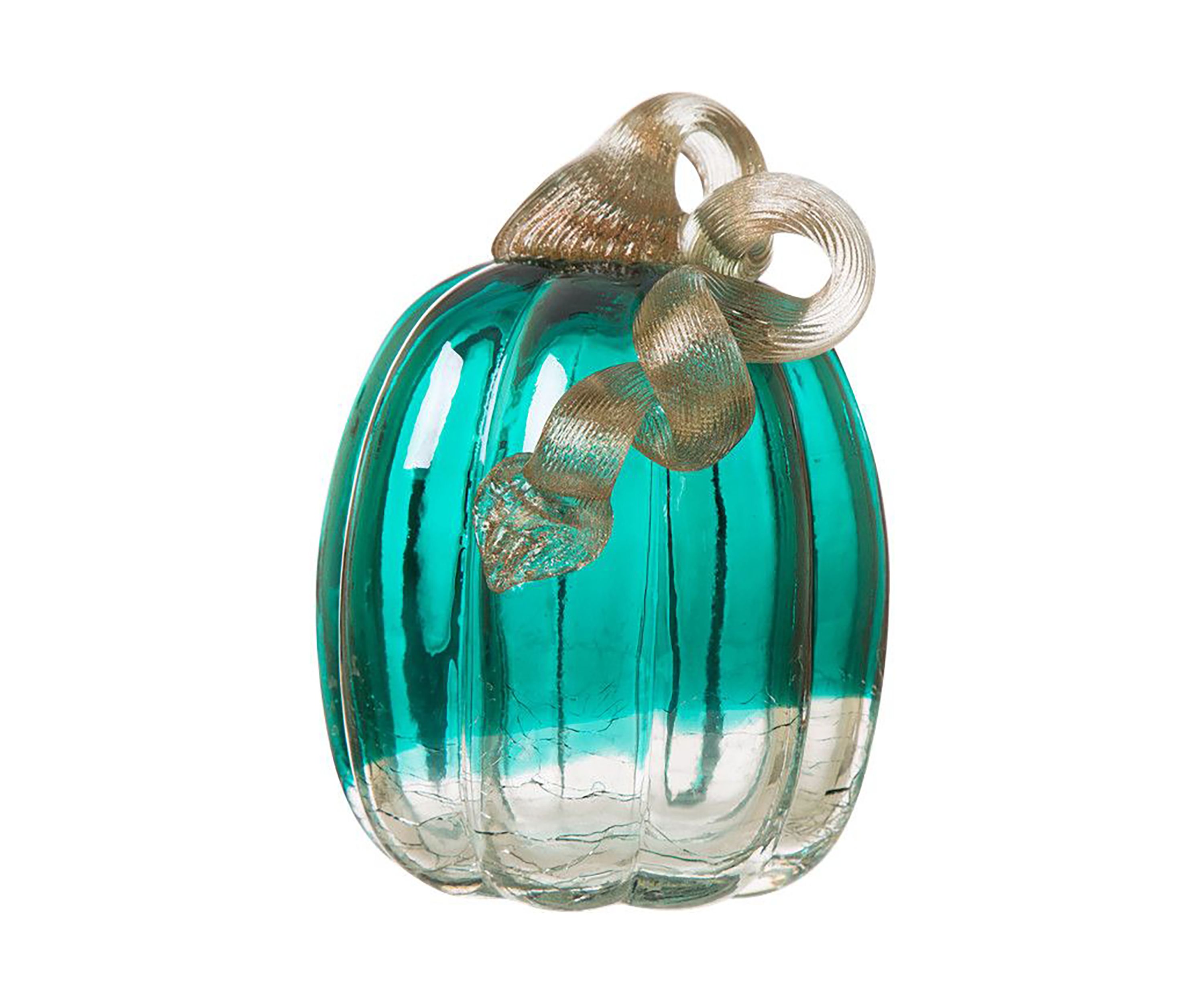 Turquoise Crackle Glass Pumpkin